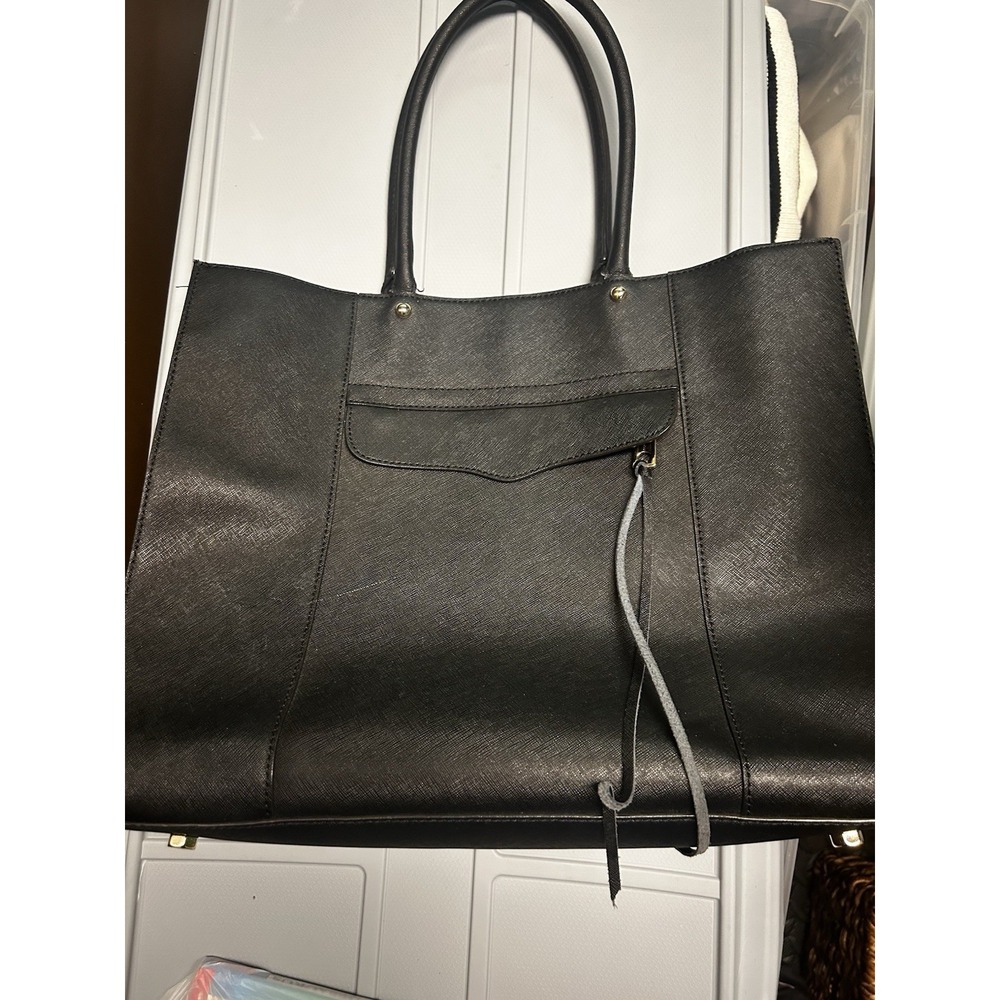Rebecca Minkoff Large‎ MAB Saffiano Leather Shoulder Purse Tote Bag BLACK